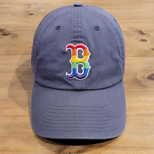 Boston Red Sox '47 Brand Pride Clean Up Hat Rainbow Logo Blue Adjustable MLB Cap